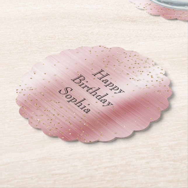 Blush Pink Glam Gold Sparkle Confetti Geburtstag Untersetzer (angewinkelt)