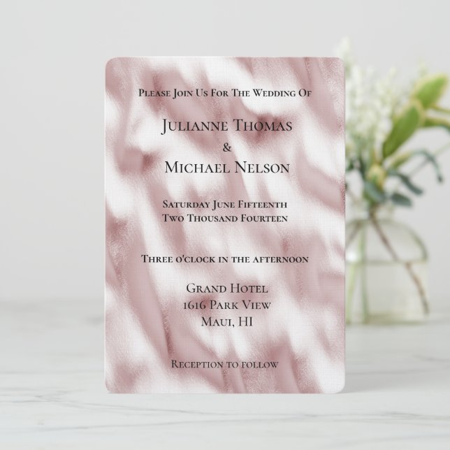Blush Pink Glam Romantische Hochzeit Einladung (Stehend Vorderseite)