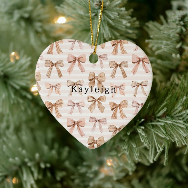 Blush Pink Glitter Hearts Love Keramik Ornament (Baum)