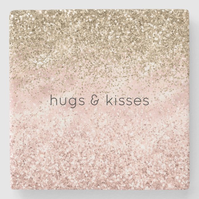 Blush Pink Glitz Glitzer Sparkasse Steinuntersetzer (Vorderseite)