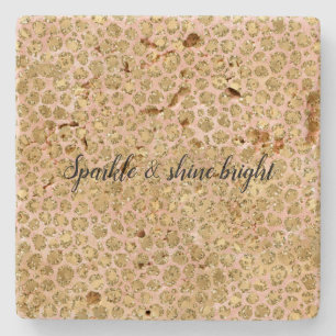 Blush Pink Glitz Leopard Glitzer Steinuntersetzer