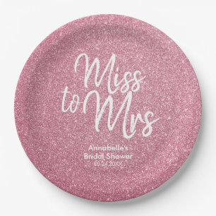 Blush Pink Glitzer Chic Frau Brautparty Miss Pappteller