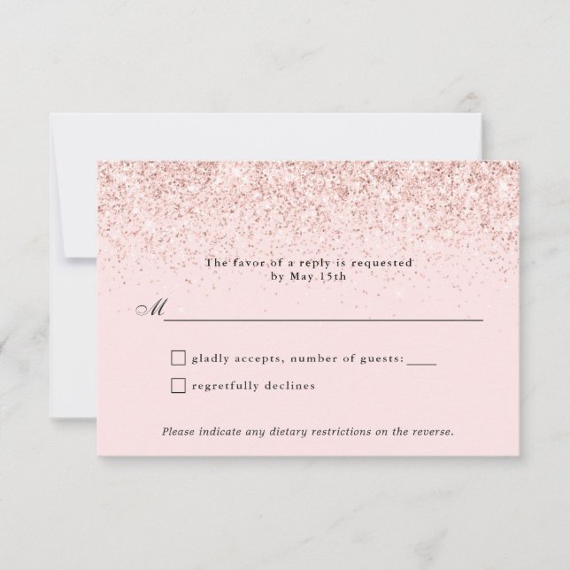 Blush Pink Glitzer Confetti Personalisiert RSVP Ca Karte (Vorderseite)