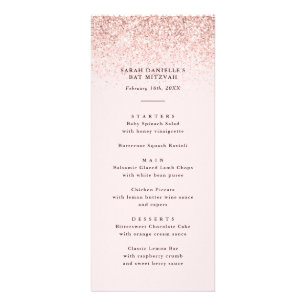Blush Pink Glitzer Confetti Tall Menu Card Werbekarte
