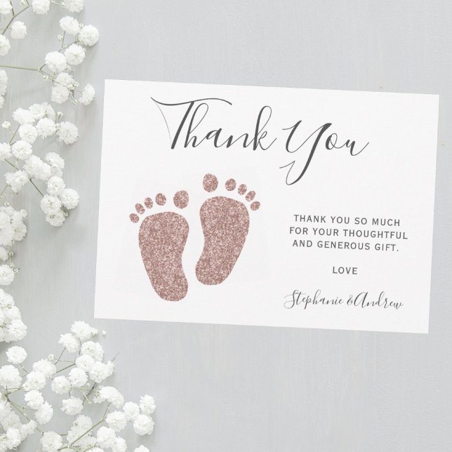 Blush Pink Glitzer Feet Baby Dusche Vielen Dank Dankeskarte (Von Creator hochgeladen)