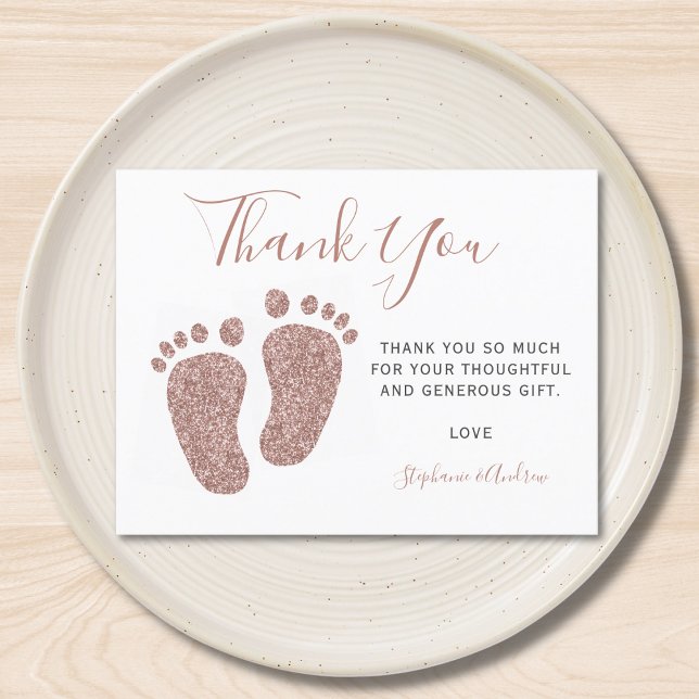 Blush Pink Glitzer Feet Baby Dusche Vielen Dank Postkarte (Von Creator hochgeladen)