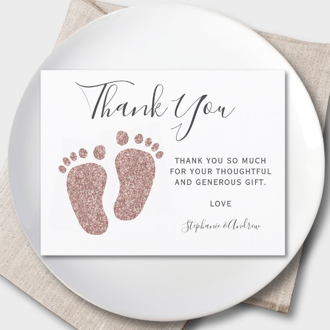 Blush Pink Glitzer Feet Baby Dusche Vielen Dank Postkarte (Von Creator hochgeladen)