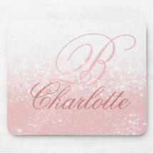Blush Pink Glitzer Girl Script Monogram Name
