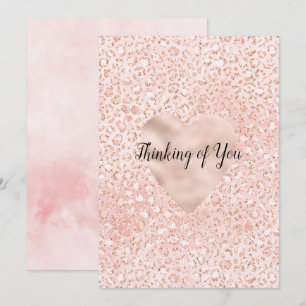 Blush Pink Glitzer Leopard Print Heart Karte