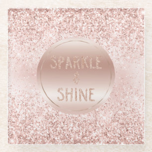 Blush Pink Glitzer Sparkline Glasuntersetzer