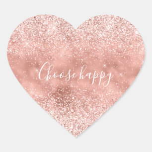 Blush Pink Glitzy Sparkle Glitzer Herz-Aufkleber