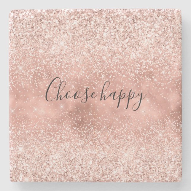 Blush Pink Glitzy Sparkle Glitzer Steinuntersetzer (Vorderseite)