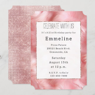 Blush Pink Glitzy Sparkle Pink Fell Einladung