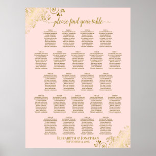 Blush Pink & Gold 22 Tabelle Seating Chart Poster