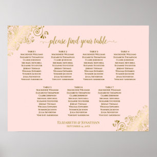 Blush Pink & Gold 7 Tabelle Hochzeitskarte Poster