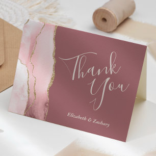 Blush Pink Gold Agate Dusty Rose Hochzeit Vielen D Karte