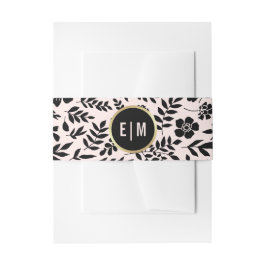 Blush Pink Gold Black Floral Wedding Einladungsbanderole