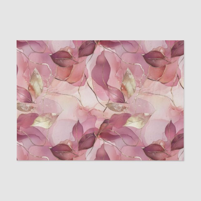 Blush Pink Gold Blätter Brautparty Seidenpapier (Vorderseite)