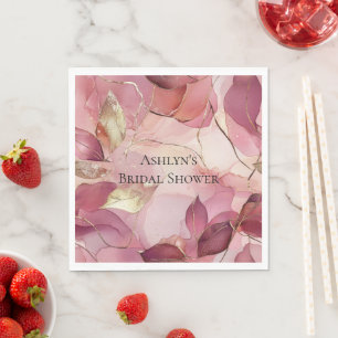 Blush Pink Gold Blätter Brautparty Serviette
