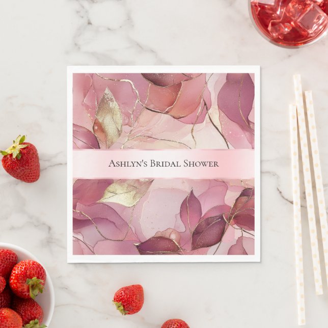 Blush Pink Gold Blätter Brautparty Serviette (Beispiel)
