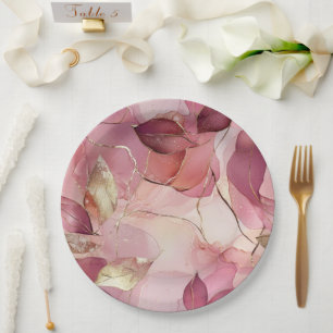 Blush Pink Gold Blätter Hochzeit Pappteller