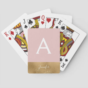 Blush Pink Gold Bling Luxus Sparkle Monogramm Spielkarten