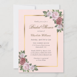 Blush Pink Gold Blumendusche Einladungen