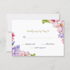 Blush Pink Gold Blumengarten Botanische Hochzeit RSVP Karte