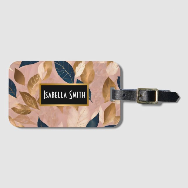 Blush Pink Gold Boho Blätter Populäre Sammlung Gepäckanhänger (Vorderseite (Horizontal))