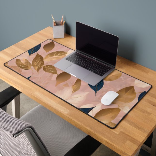 Blush Pink Gold Boho Blätter Populäre Sammlung Schreibtischunterlage (Büro 2)