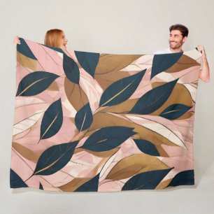 Blush Pink Gold Boho Blätter Trendy Collection Fleecedecke