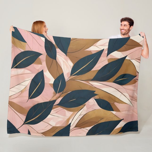 Blush Pink Gold Boho Blätter Trendy Collection Fleecedecke (Beispiel)