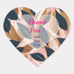Blush Pink Gold Boho Blätter Trendy Collection Herz-Aufkleber