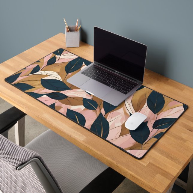 Blush Pink Gold Boho Blätter Trendy Collection Schreibtischunterlage (Büro 2)