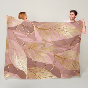 Blush Pink Gold Boho Moderne Blätter Sammlung Fleecedecke