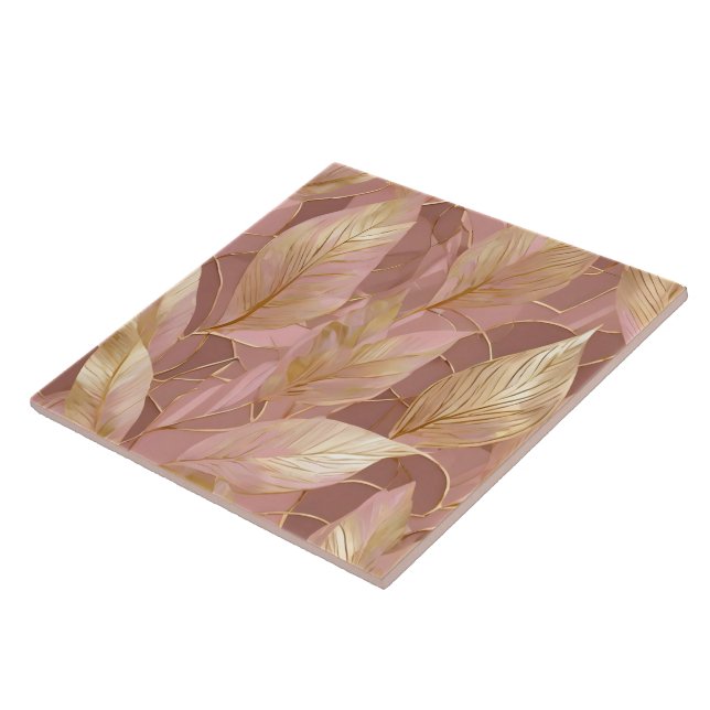 Blush Pink Gold Boho Moderne Blätter Sammlung Fliese (Seite)