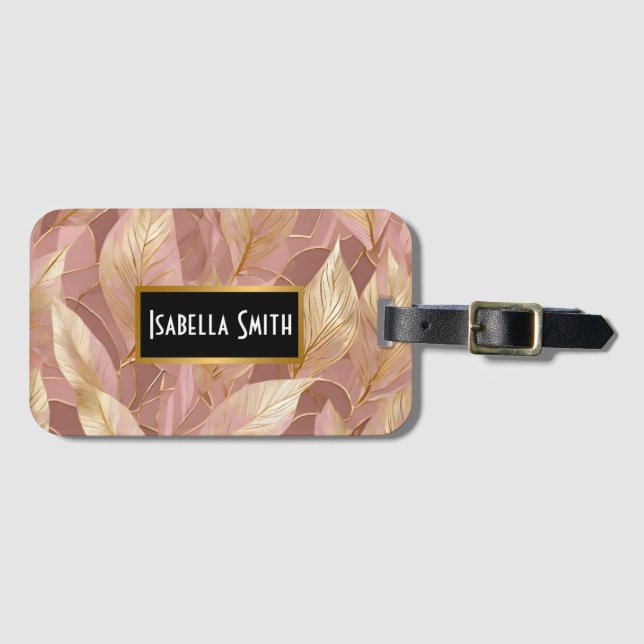 Blush Pink Gold Boho Moderne Blätter Sammlung Gepäckanhänger (Vorderseite (Horizontal))