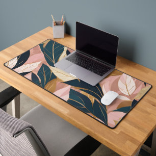 Blush Pink Gold Boho Trendy Blätter Collection Schreibtischunterlage