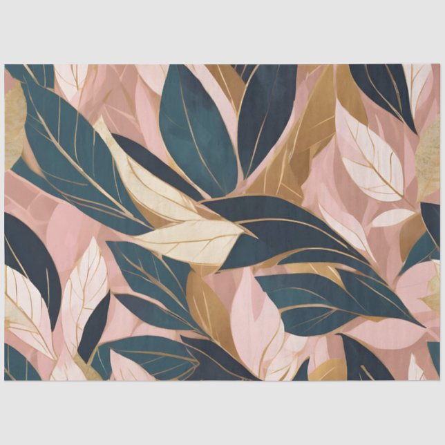Blush Pink Gold Boho Trendy Blätter Collection Seidenpapier (Vorderseite)