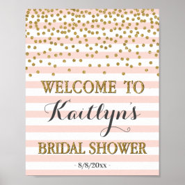 Blush Pink Gold Brautparty Begrüßung Dekoration