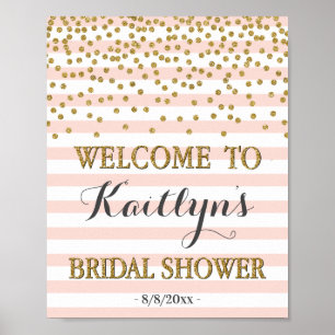 Blush Pink Gold Brautparty Begrüßung Dekoration