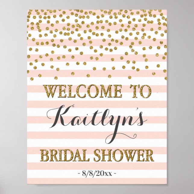 Blush Pink Gold Brautparty Begrüßung Dekoration (Vorne)