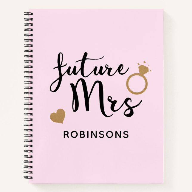 Blush Pink Gold Bridal Hochzeitsplaner Zukunft Fra Notizbuch (Vorderseite)