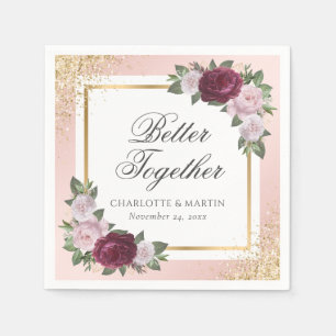 Blush Pink Gold Burgundy Blumenzwiebeln Serviette