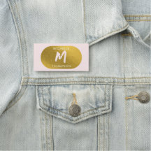 Blush Pink Gold Chic Feminine Monogram Initial