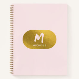 Blush Pink Gold Chic Feminine Monogram Initial Notizbuch
