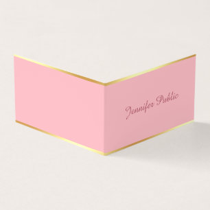 Blush Pink Gold Chic Handschrift einfache Vorlage Visitenkarten