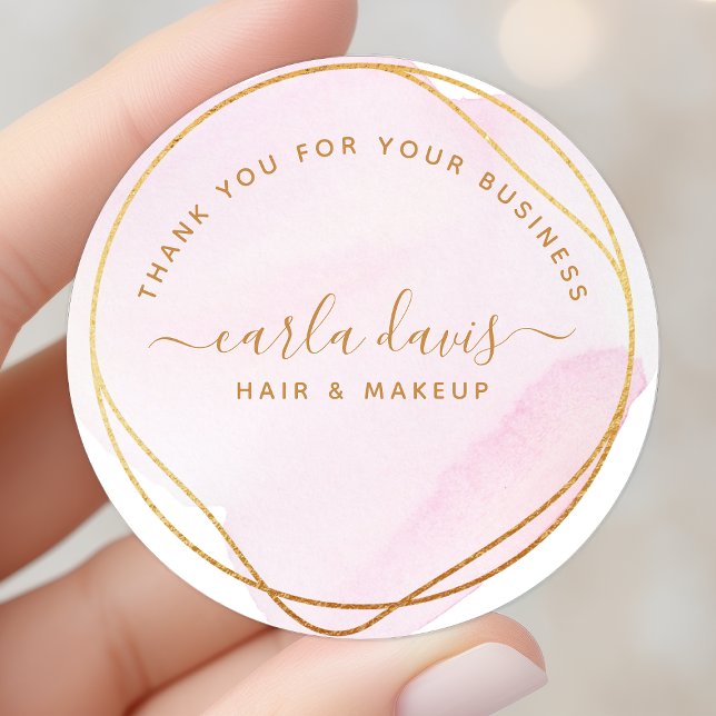 Blush Pink Gold Circle Business Vielen Dank Runder Aufkleber (Von Creator hochgeladen)