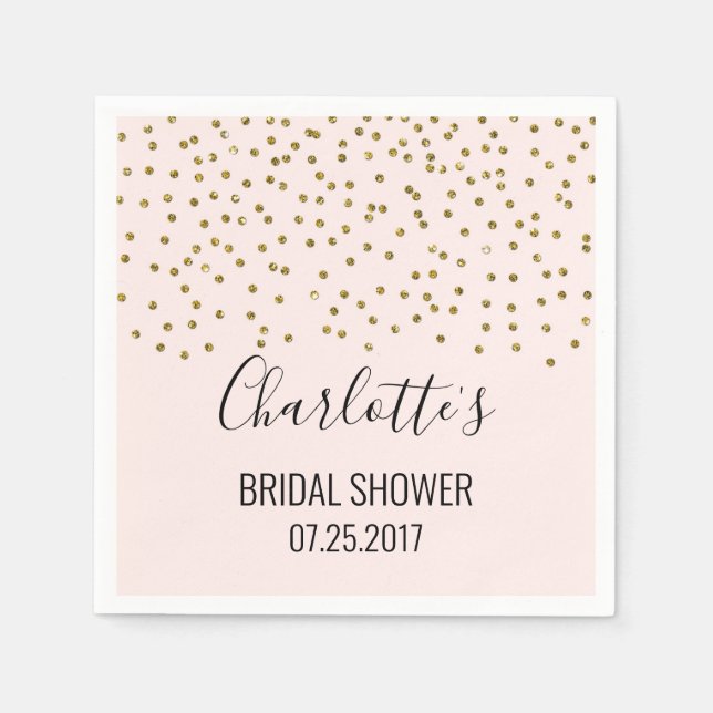 Blush Pink Gold Confetti Brautparty Serviette (Vorderseite)
