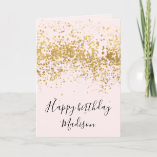 Blush Pink Gold Confetti Dots Geburtstag Karte